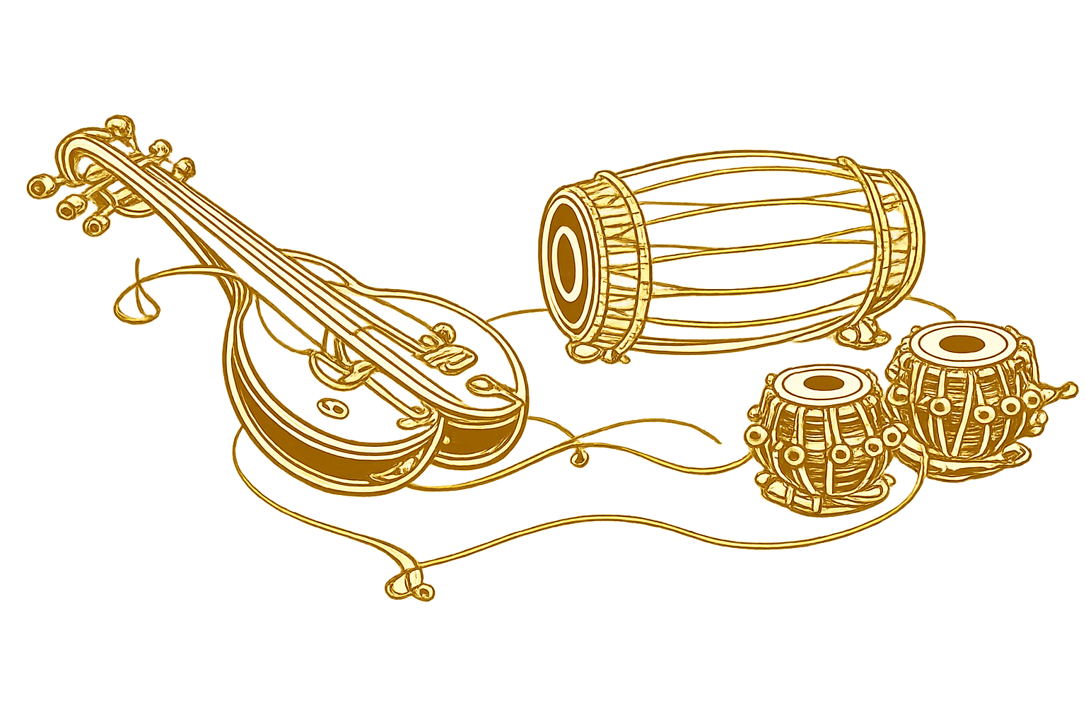Indian classical instruments illustration